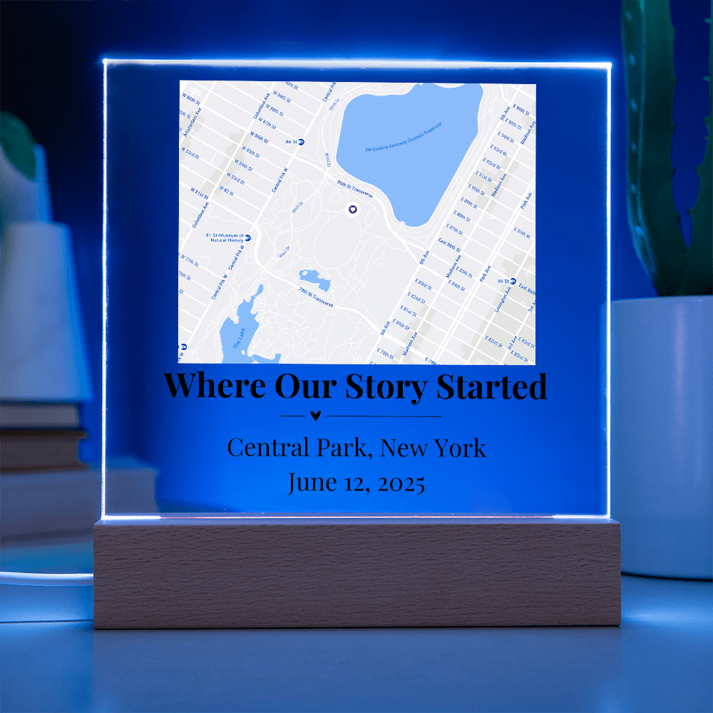 Personalized Where We Met Map Acrylic Plaque Central Park NY 1