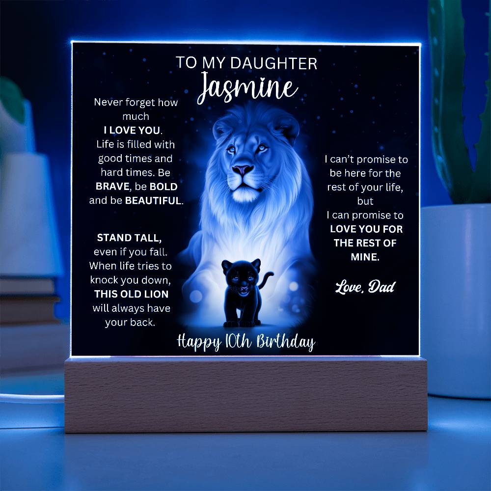 10th Birthday Gift To Daughter From Dad - Acrylic Square Plaque