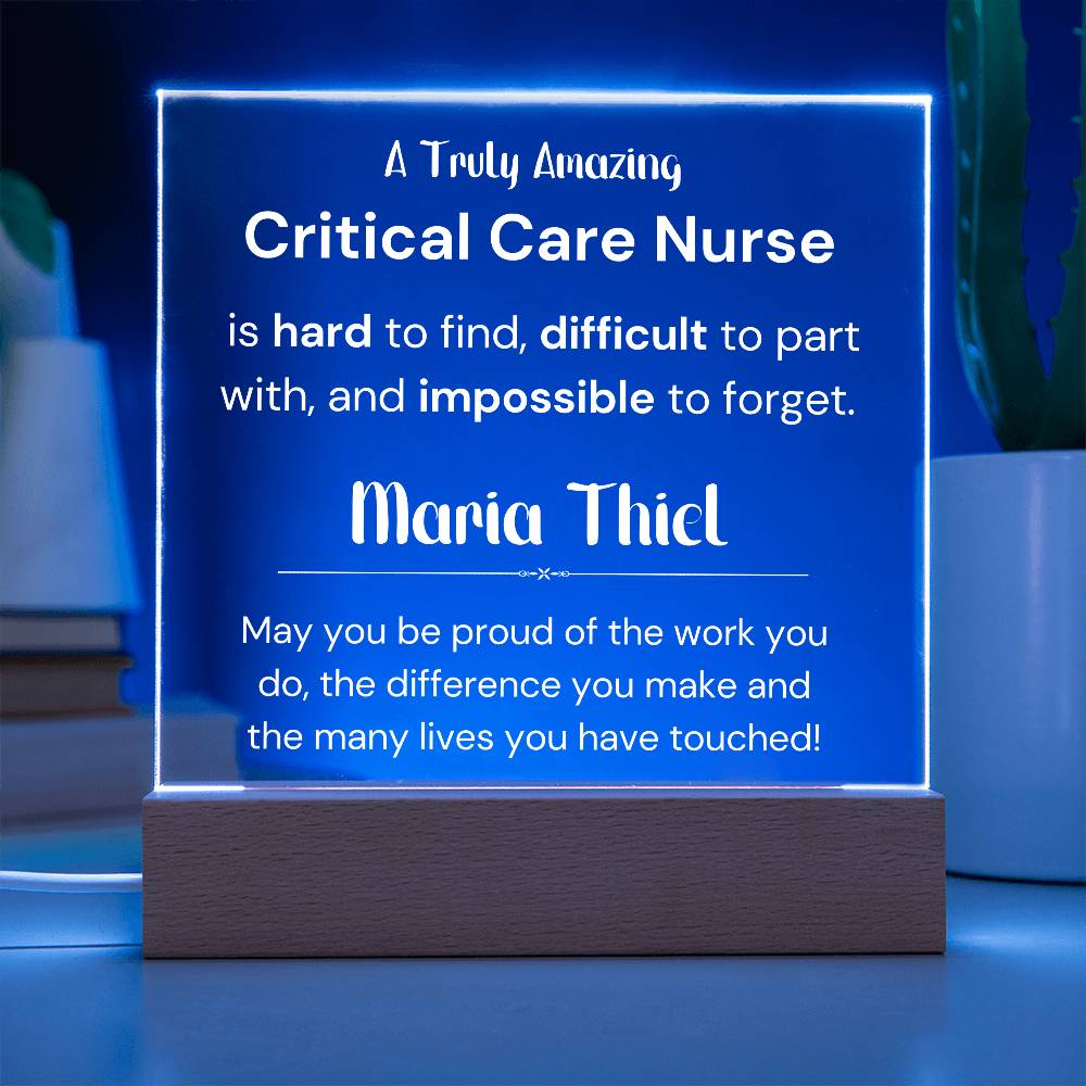 Gift For Critical Care Nurse Personalized Acrylic Plaque
