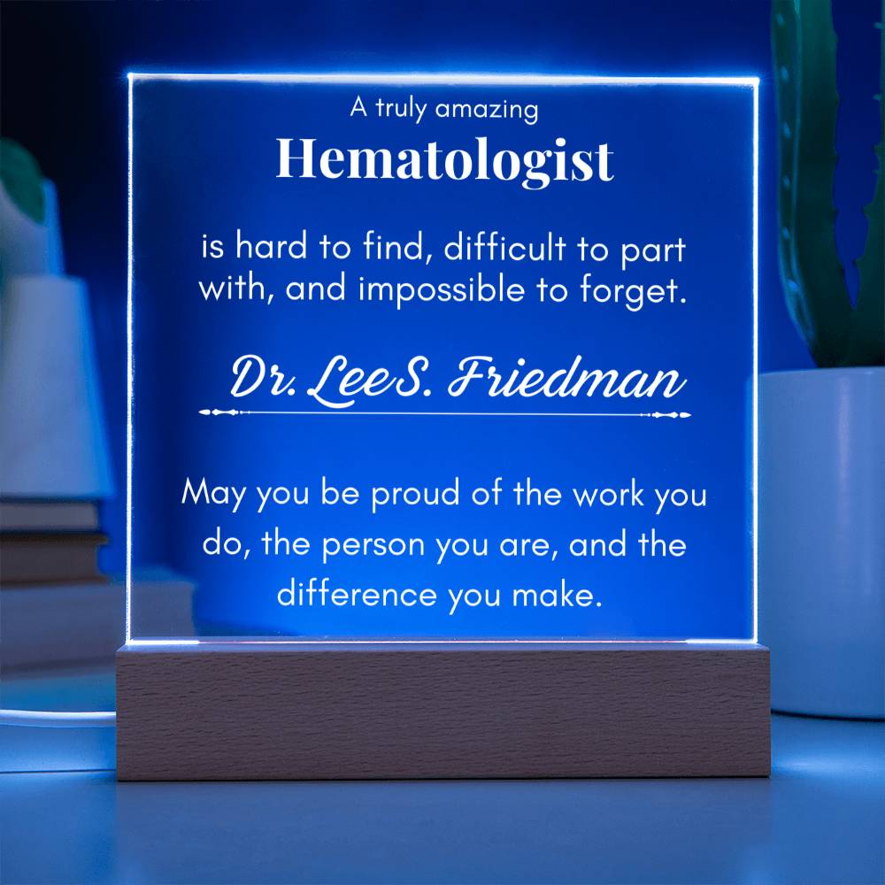 Hematologist gift plaque