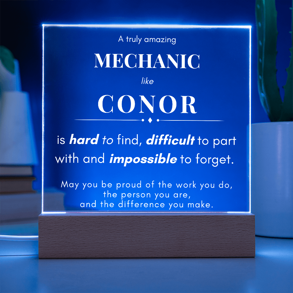Mechanic Gift Personalized Name LED Plaque
