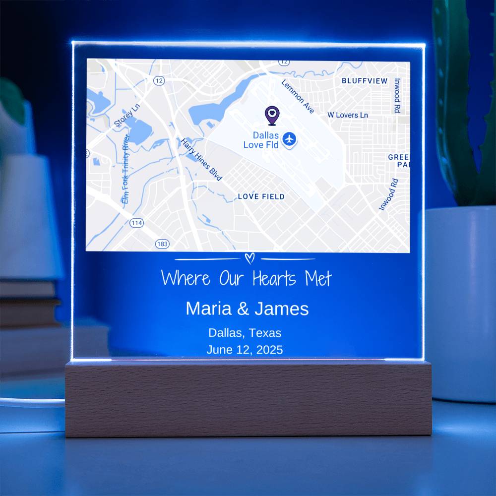 Custom Love Story Map Plaque
