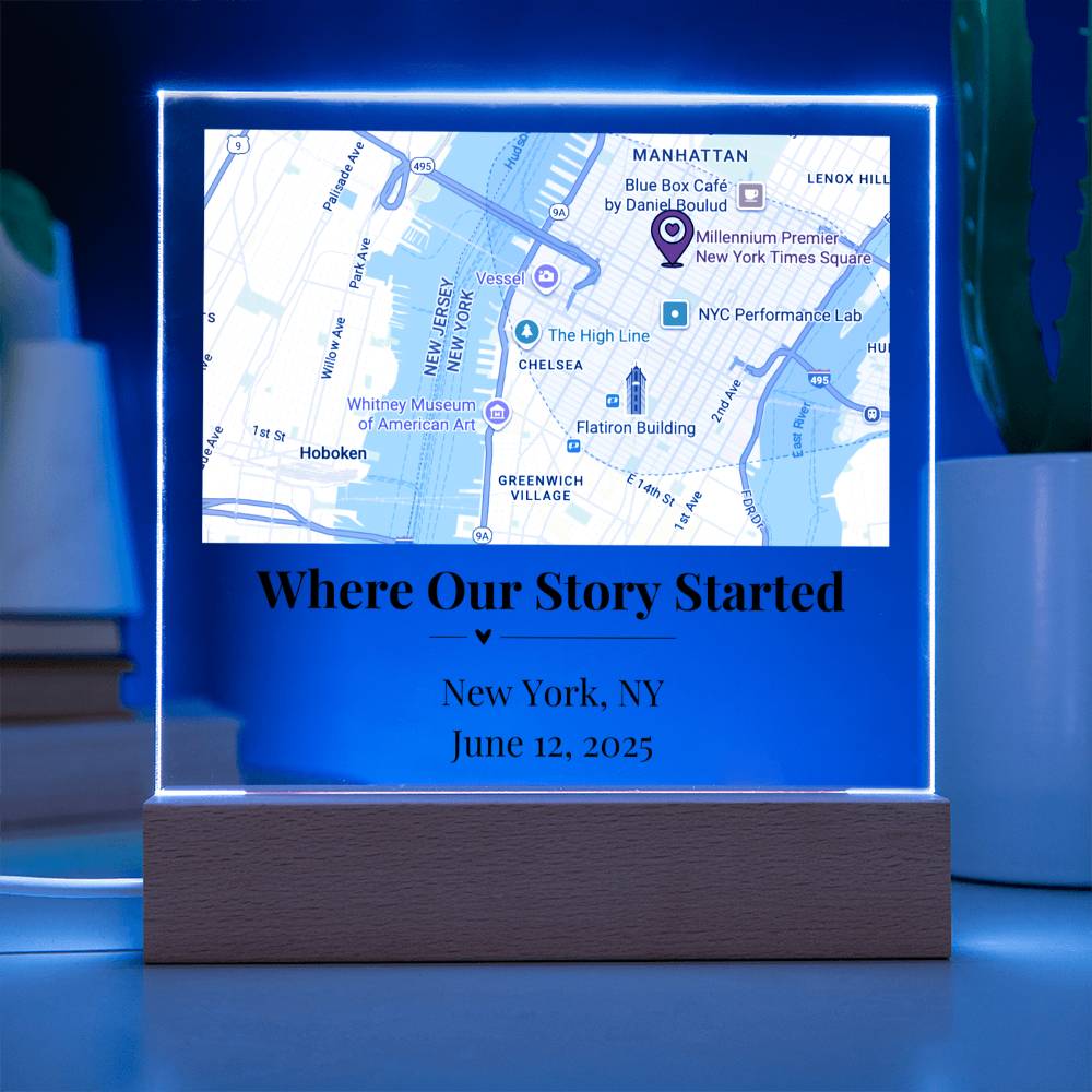 Personalized Where We Met Map Acrylic Plaque New York 1