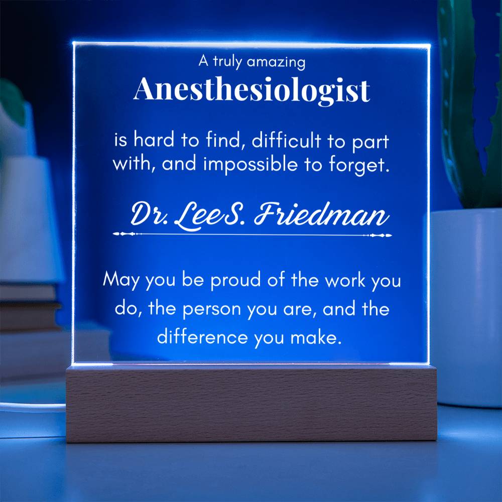 Anesthesiologist gift plaque