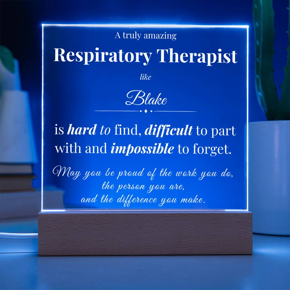 Personalized Acrylic Plaque for Respiratory Therapist