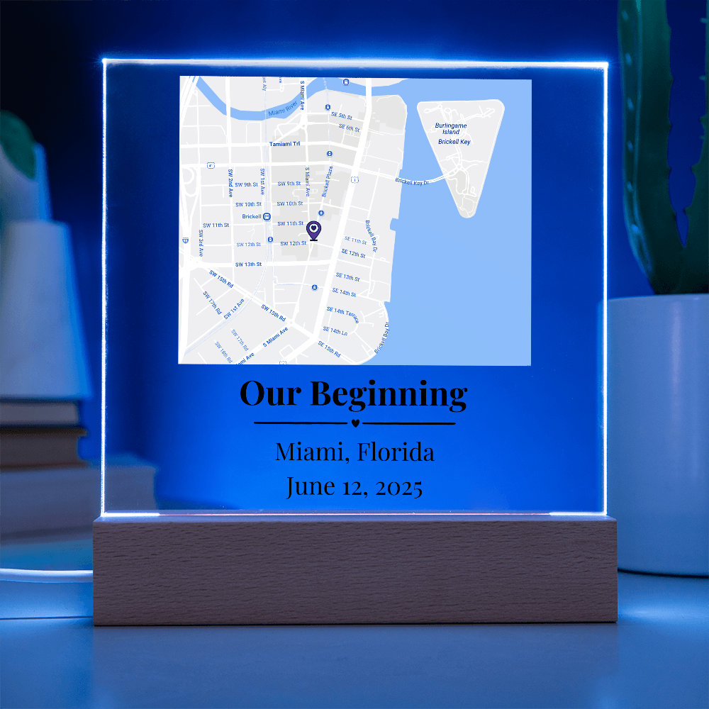 Personalized Where We Met Map Acrylic Plaque Miami Florida 1