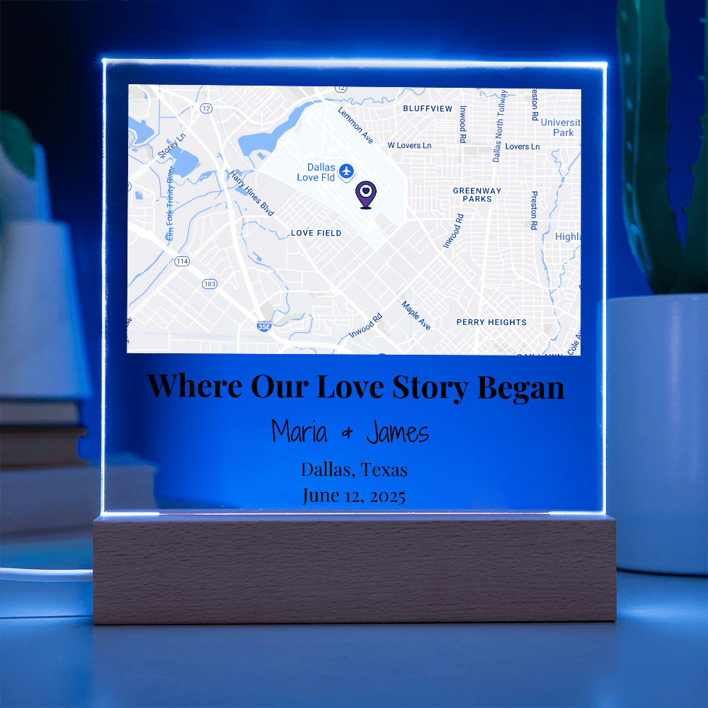 Personalized Where Our Love Story Began Map Acrylic Plaque Dallas Texas 4