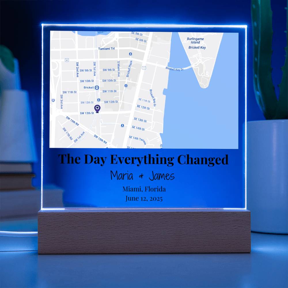 Personalized Where We Met Map Acrylic Plaque Miami Florida 3