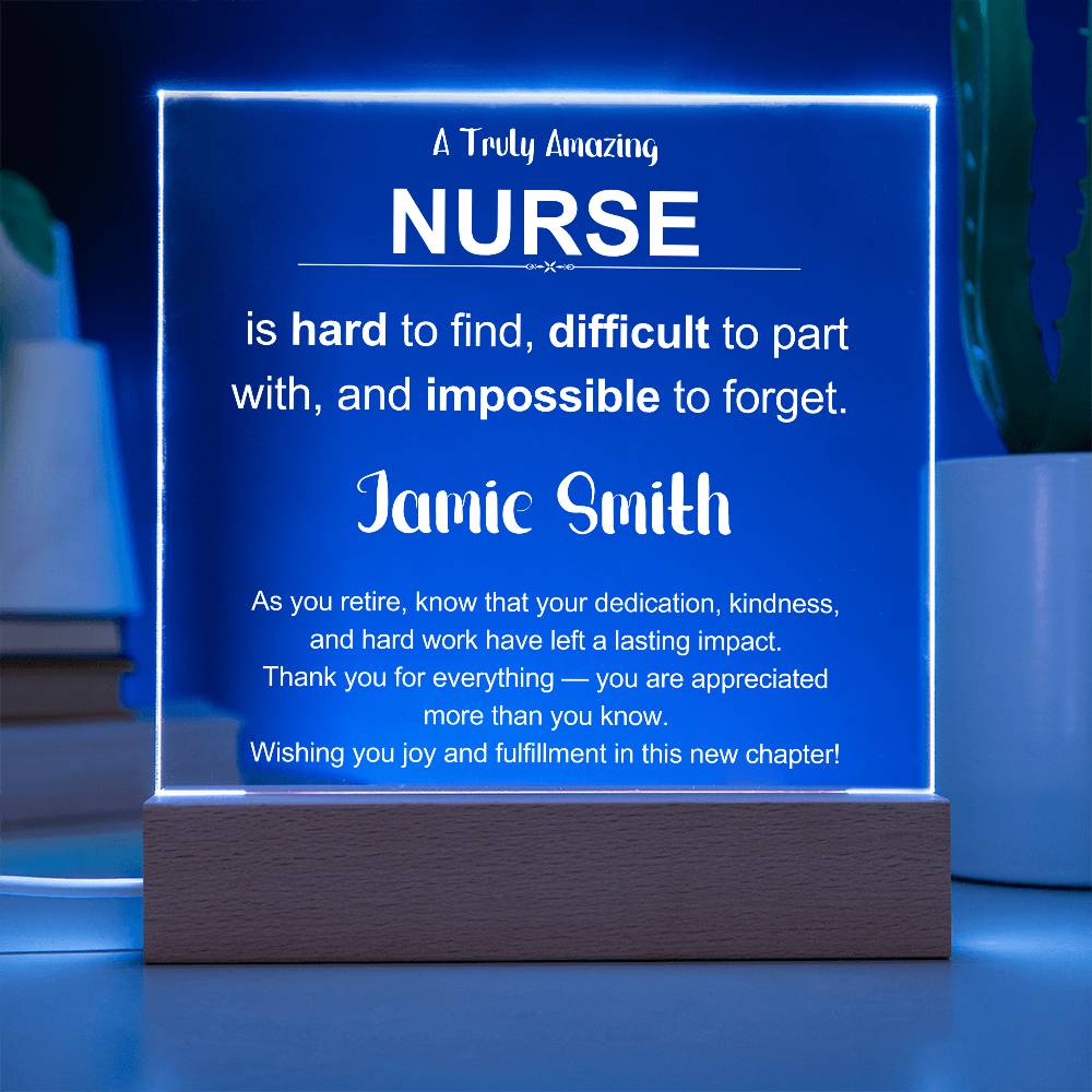 Retirement Gift for Nurse Acrylic Plaque with Heartfelt Message