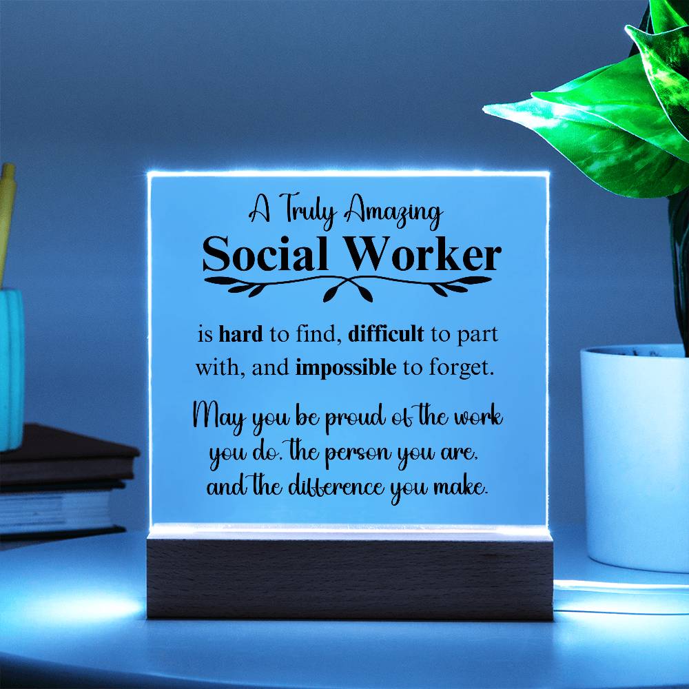 Personalized Social Worker Gift - Acrylic Square Plaque