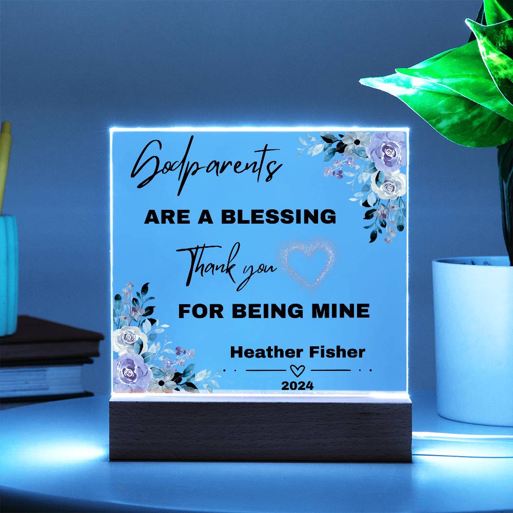 Personalized Godparents Gift 3 - Acrylic Square Plaque