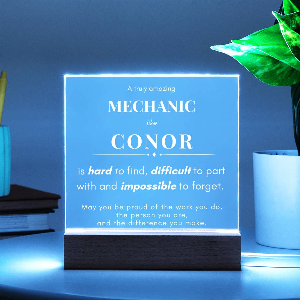 Mechanic Gift Personalized Name LED Plaque