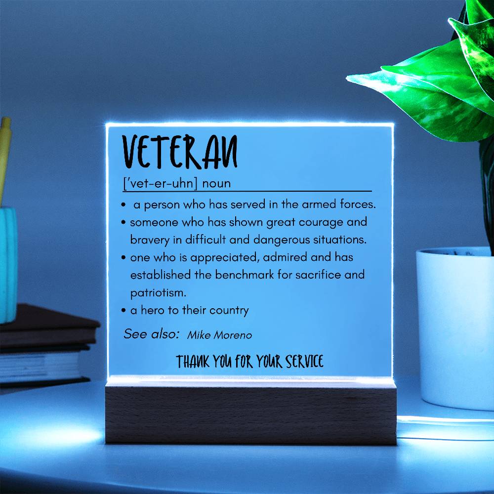 Personalized Veteran Definition 3 - Acrylic Square Plaque