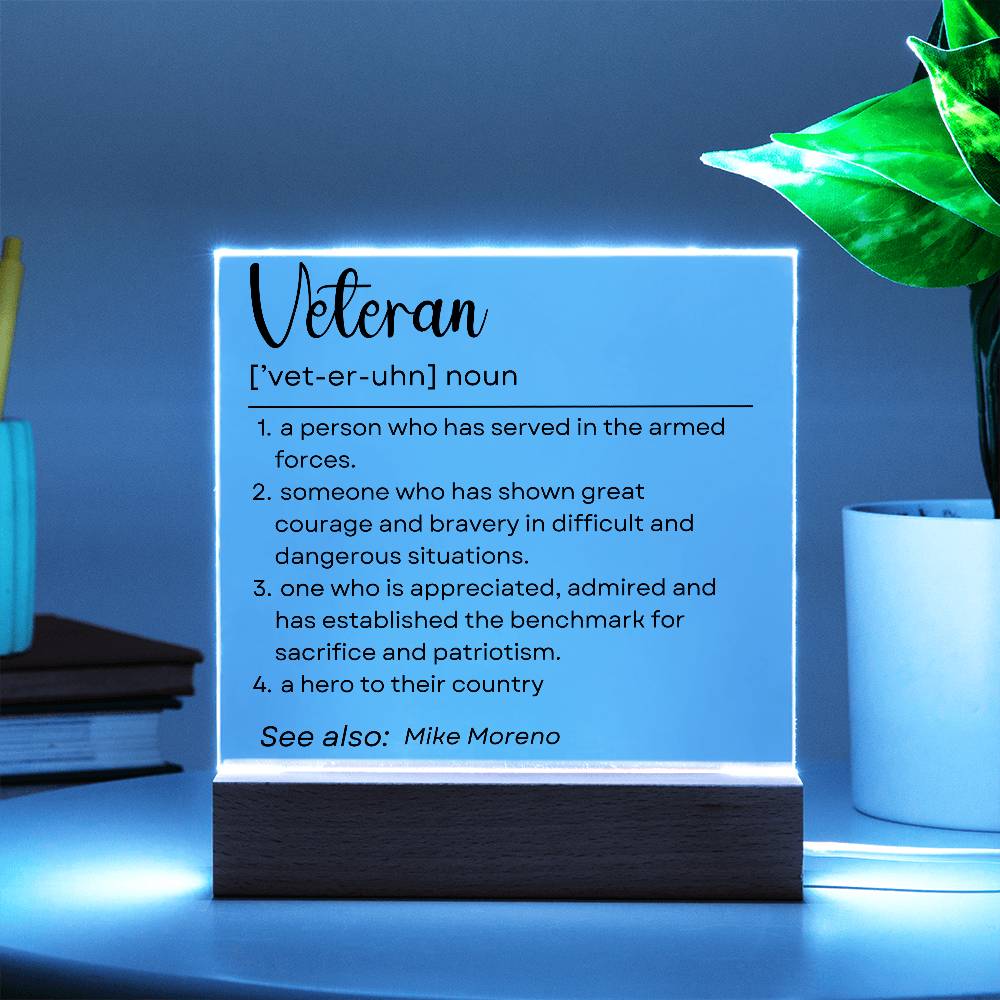 Personalized Veteran Definition 6 - Acrylic Square Plaque