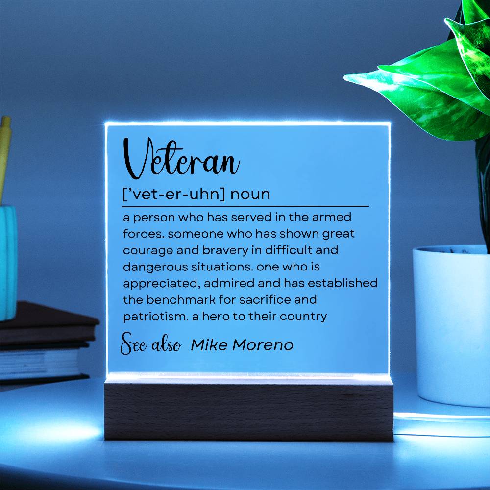 Personalized Veteran Definition 1 - Acrylic Square Plaque