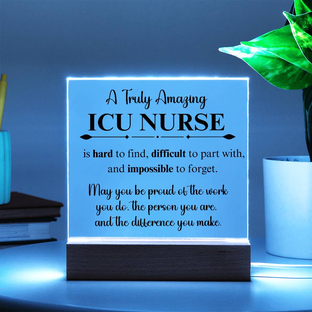Personalized ICU Nurse Gift - Acrylic Square Plaque