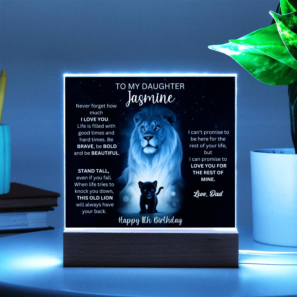 11th Birthday Gift To Daughter From Dad - Acrylic Square Plaque
