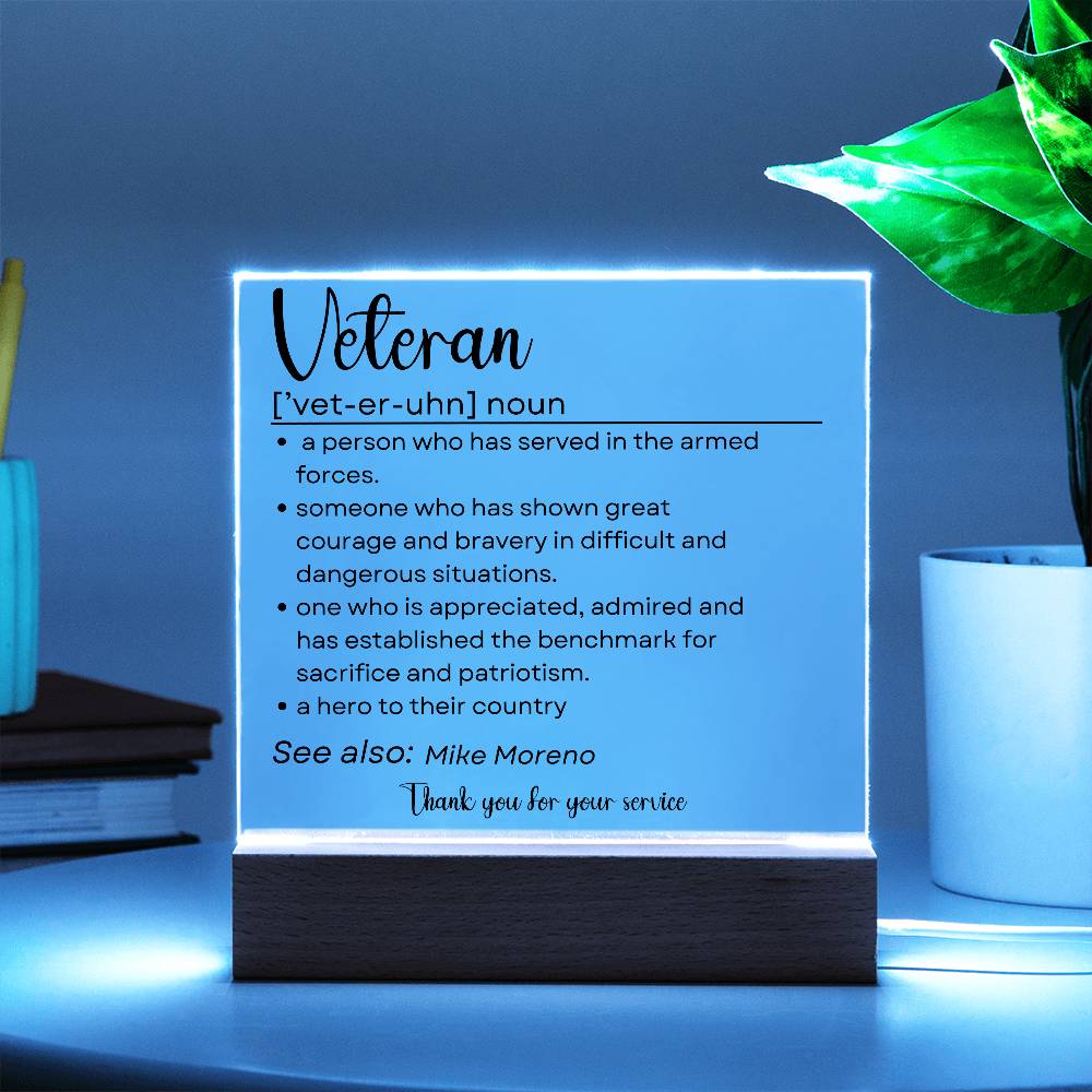Personalized Veteran Definition 2 - Acrylic Square Plaque