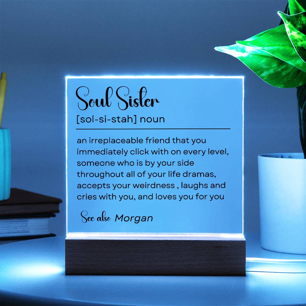 Personalized Soul Sister Plaque 1 - Acrylic Square Plaque