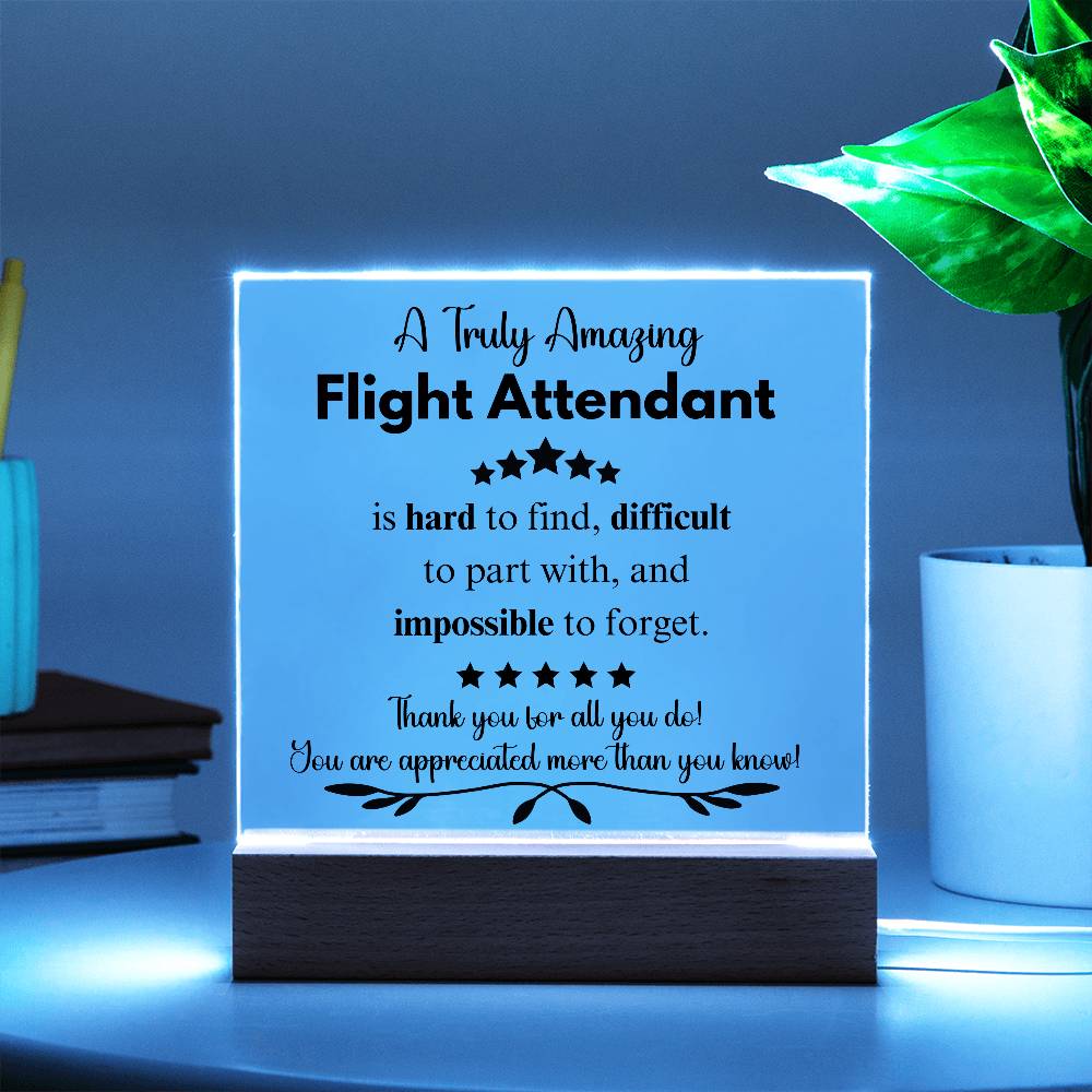 Personalized Flight Attendant Gift - Acrylic Square Plaque