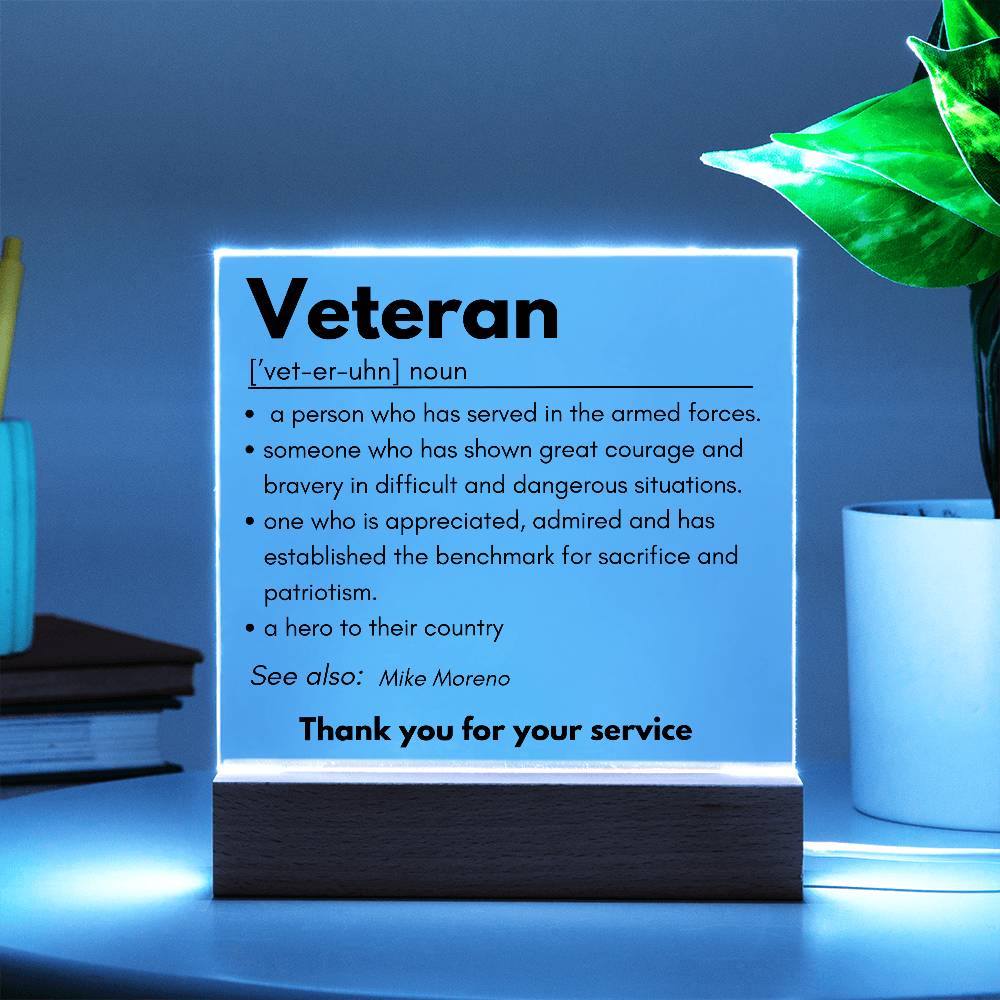 Personalized Veteran Definition 4 - Acrylic Square Plaque