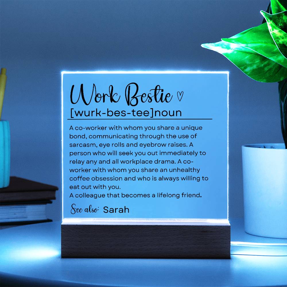 Personalized Work Bestie Gift - Acrylic Square Plaque