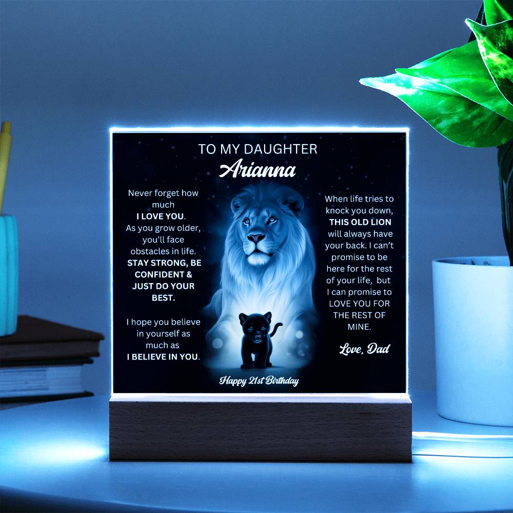 Dad To Daughter 21st Birthday Gift - Acrylic Square Plaque