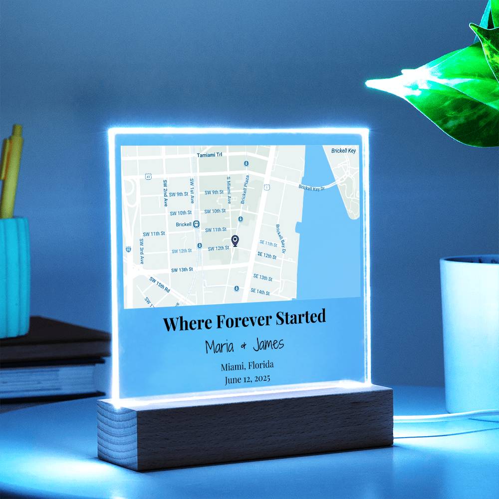 Personalized Where Forever Started Map Acrylic Plaque Miami Florida