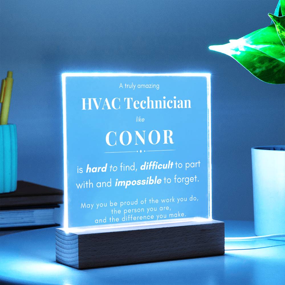 HVAC Technician Gift Personalized Name Plaque LED Light