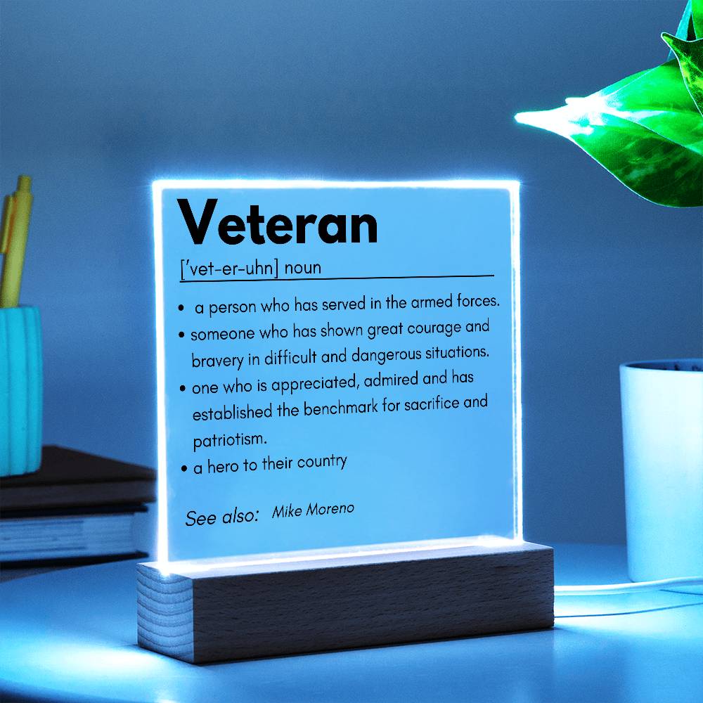 Personalized Veteran Definition 5 - Acrylic Square Plaque