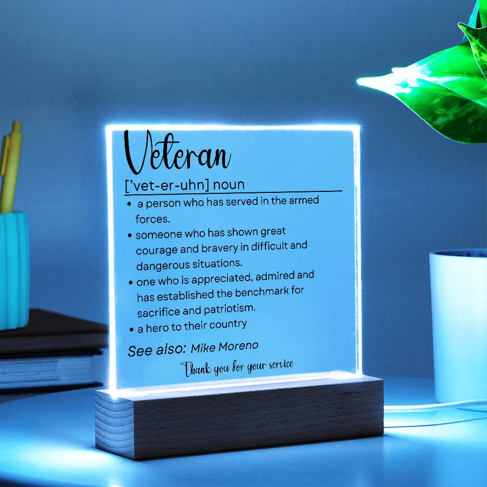 Personalized Veteran Definition 2 - Acrylic Square Plaque