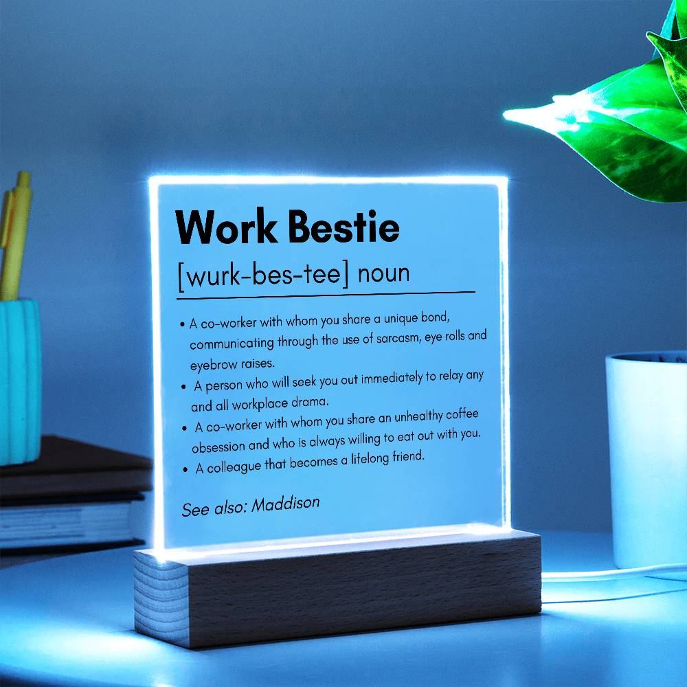 Work Bestie 1 | Acrylic Square Plaque