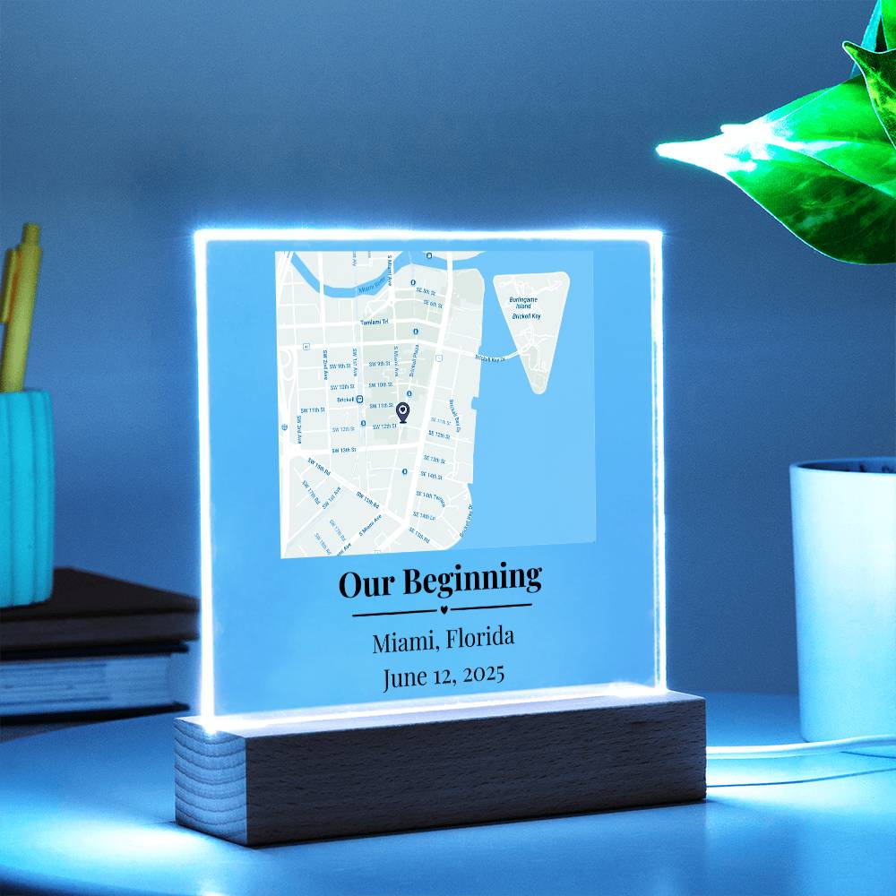 Personalized Where We Met Map Acrylic Plaque Miami Florida 1