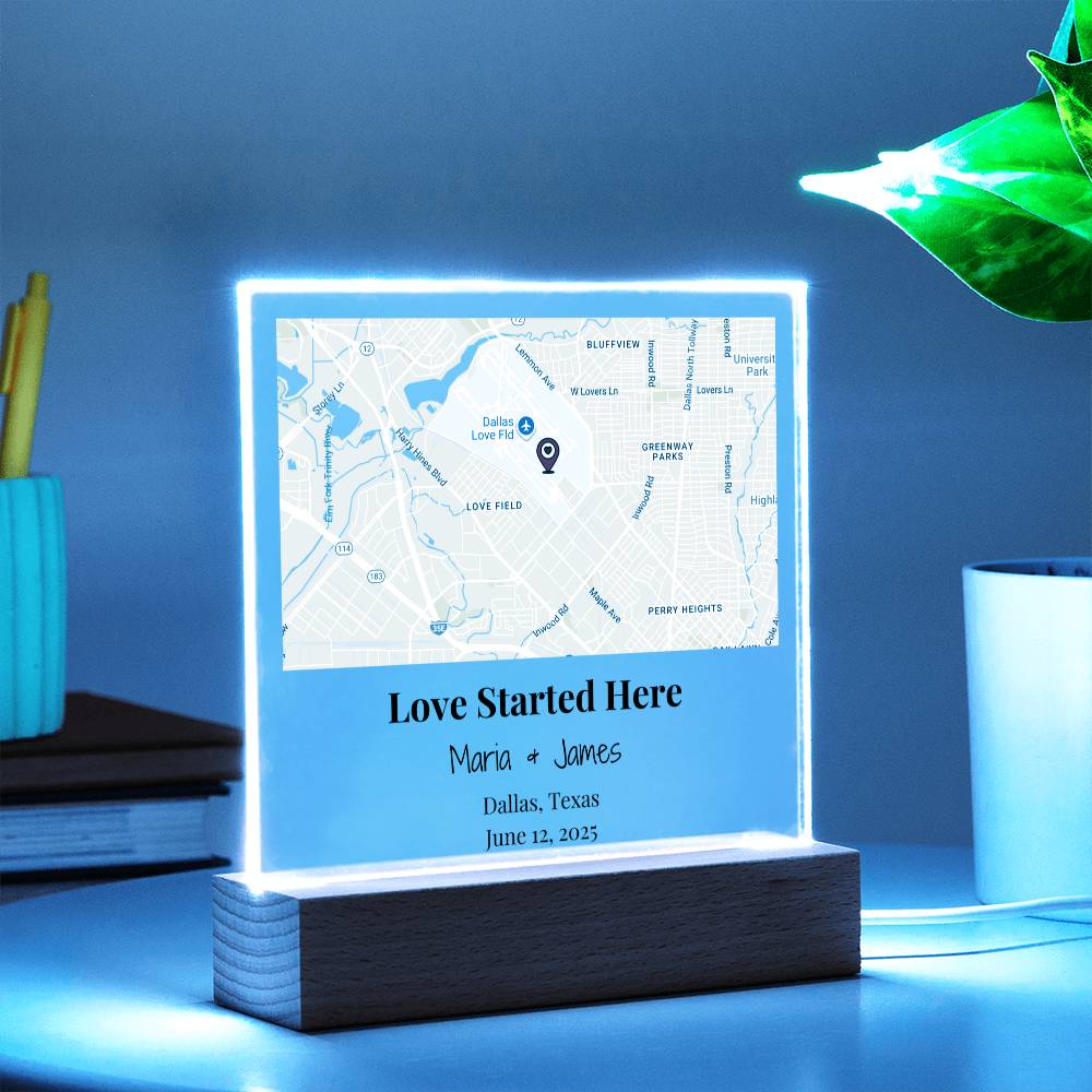 Personalized Where Love Started Map Acrylic Plaque Dallas Texas 2