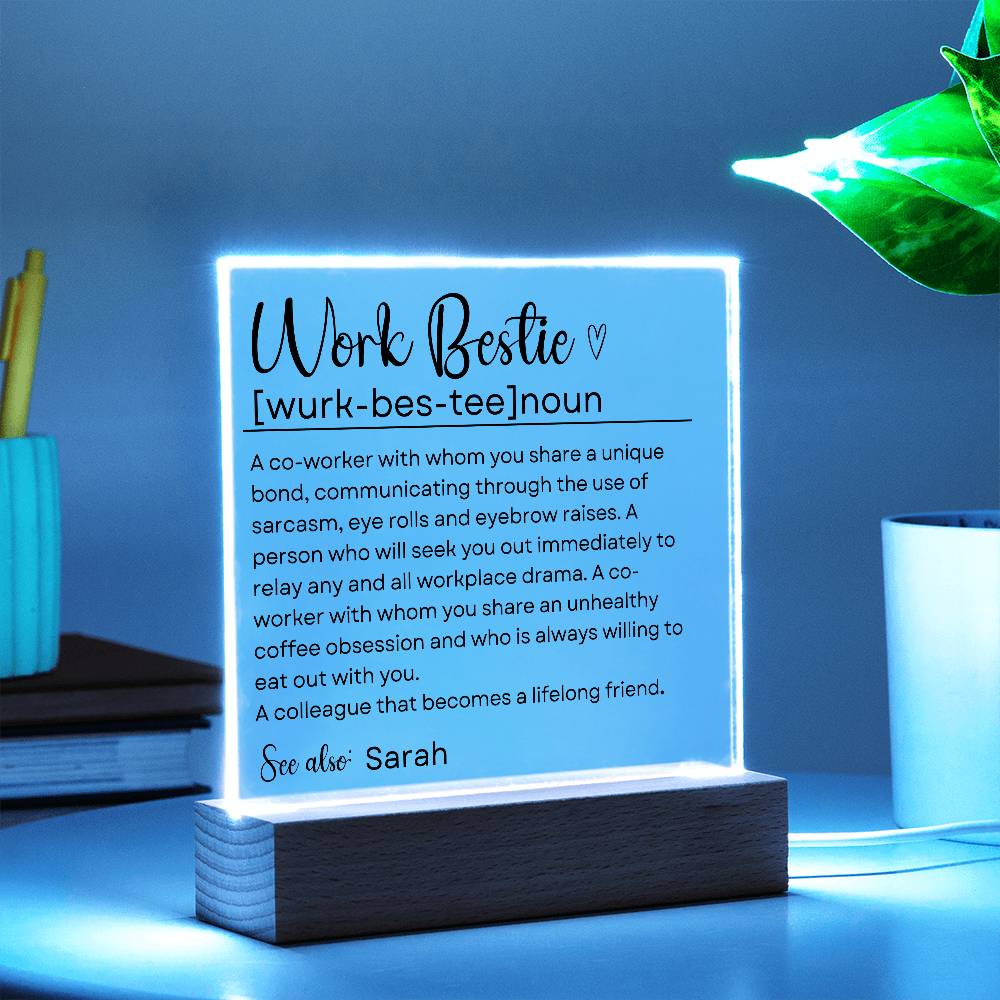 Personalized Work Bestie Gift - Acrylic Square Plaque