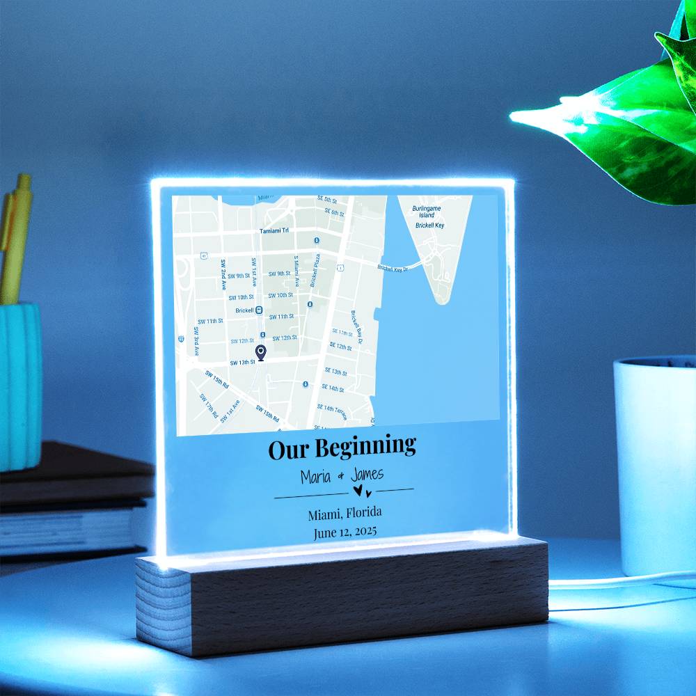 Personalized Where We Met Map Acrylic Plaque Miami Florida 2