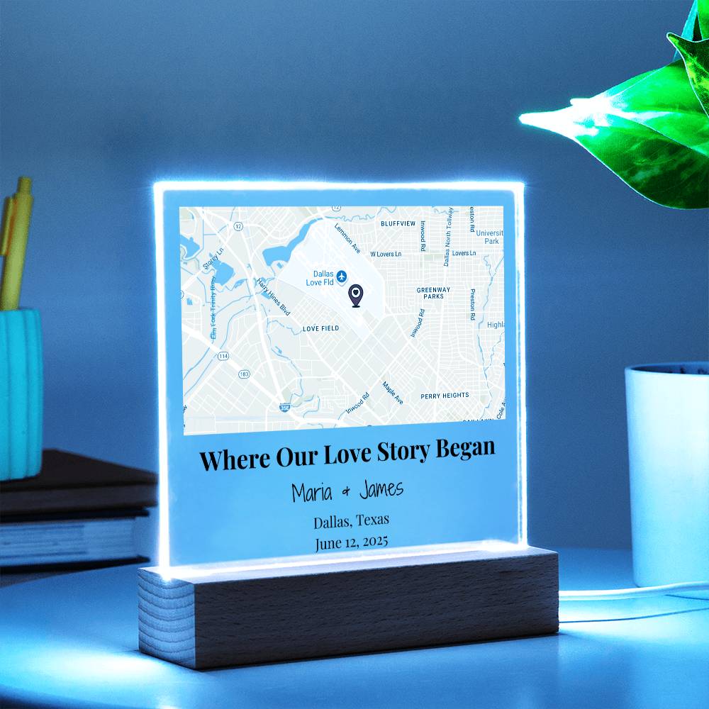 Personalized Where Our Love Story Began Map Acrylic Plaque Dallas Texas 4