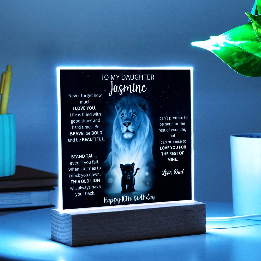 10th Birthday Gift To Daughter From Dad - Acrylic Square Plaque