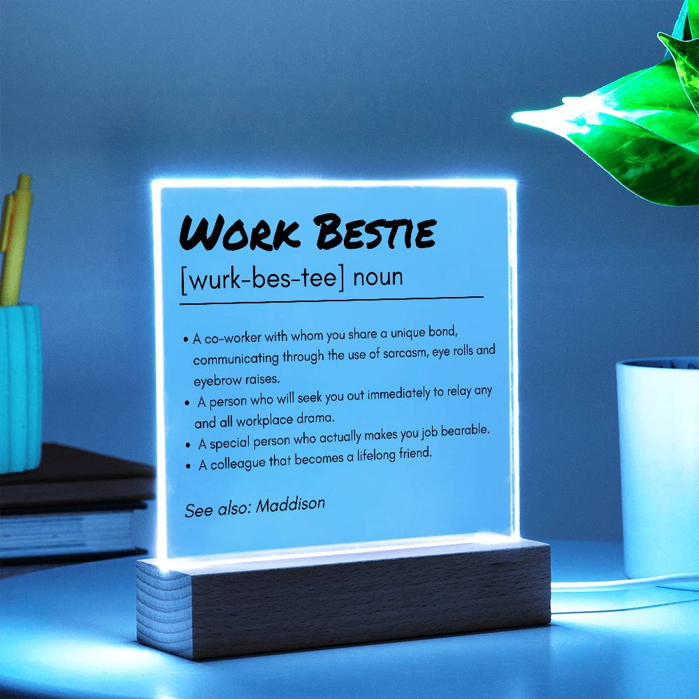 Work Bestie 2 | Acrylic Square Plaque