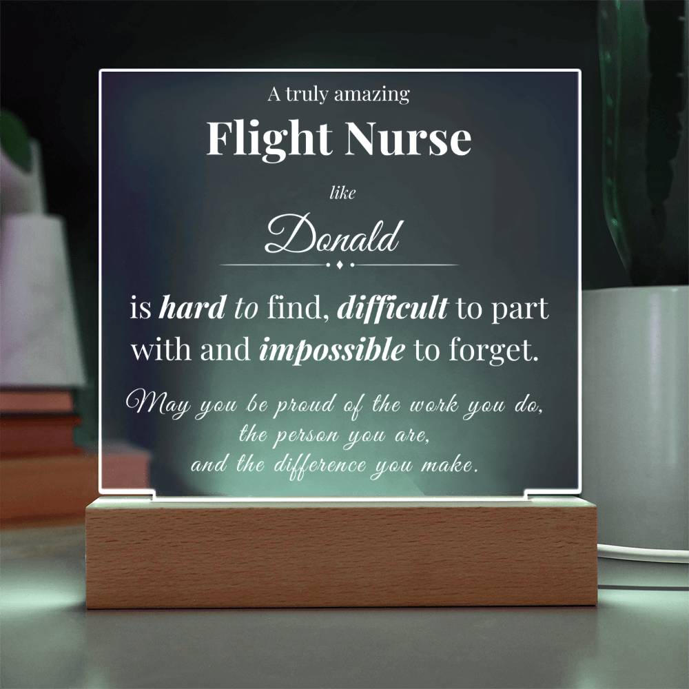 Personalized Acrylic Square Plaque for Flight Nurse