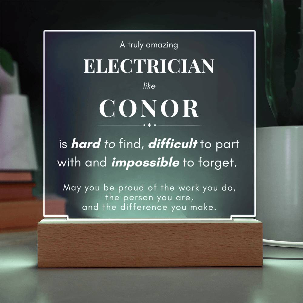 Electrician Gift Personalized Name LED Plaque