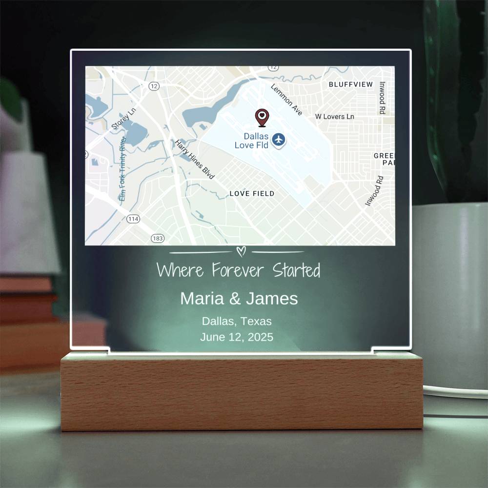 Personalized Wedding Location Map Plaque
