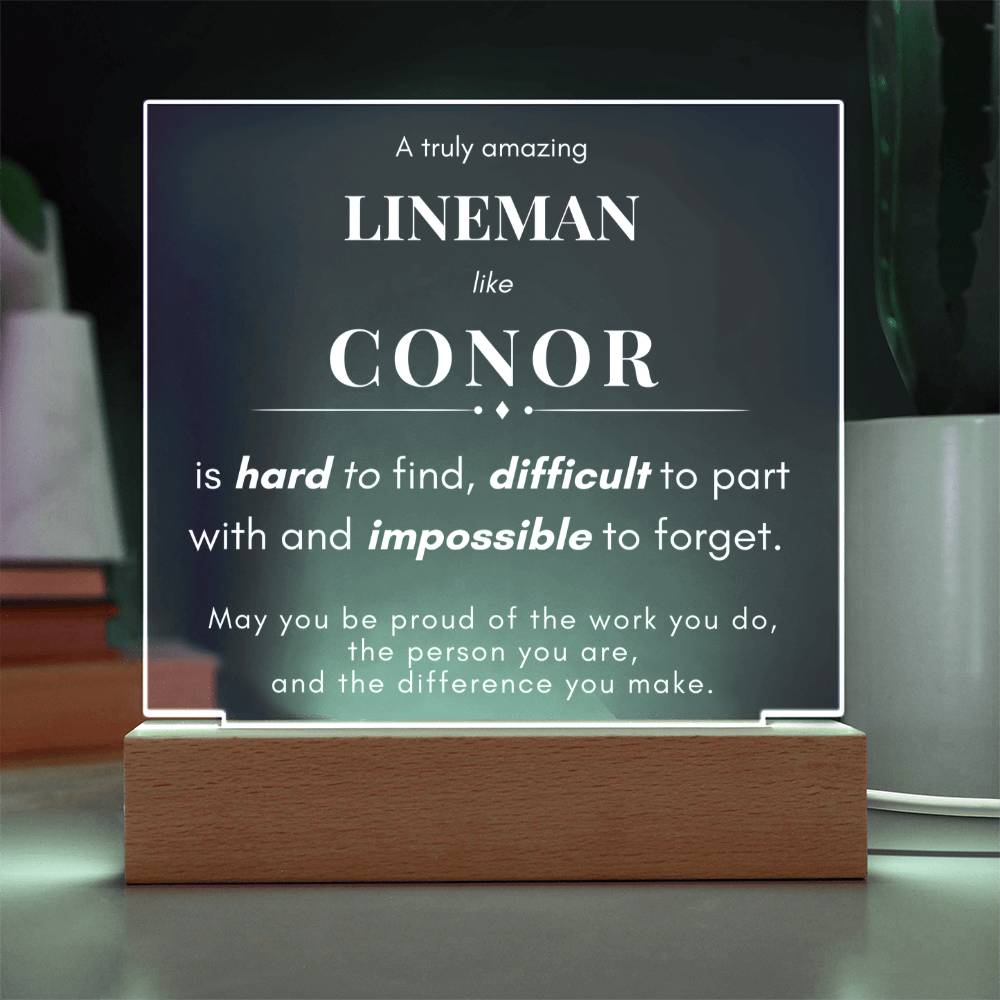 Lineman Personalized Gift Name LED Plaque