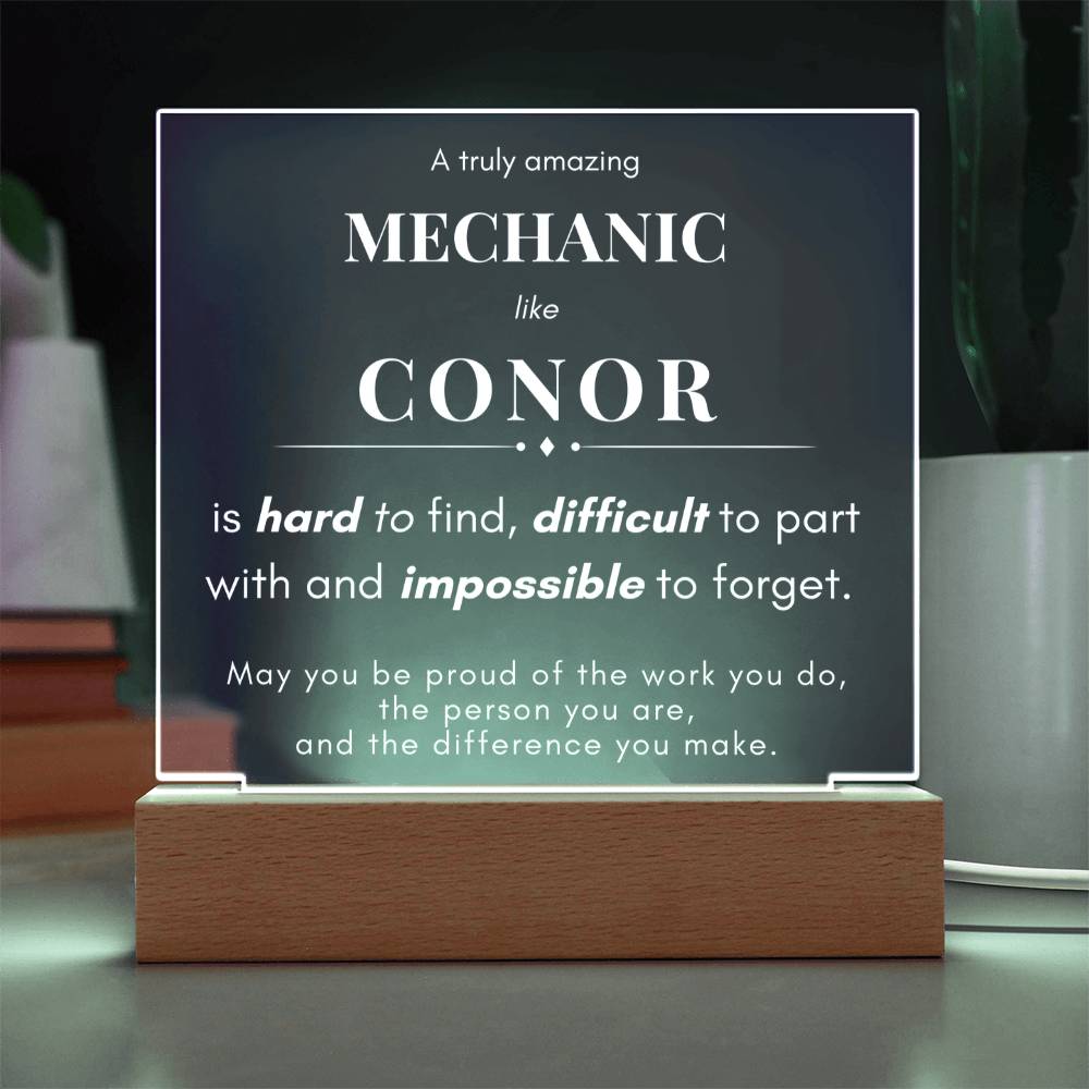 Mechanic Gift Personalized Name LED Plaque