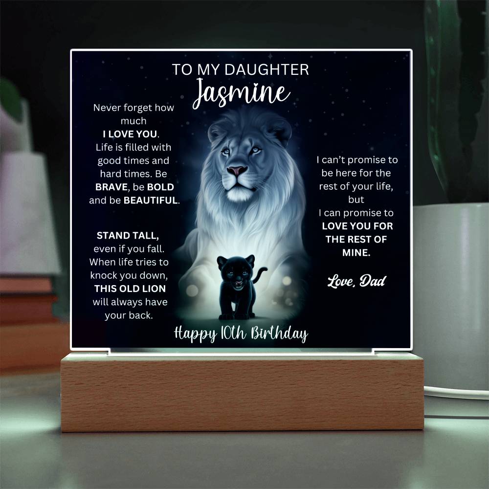 10th Birthday Gift To Daughter From Dad - Acrylic Square Plaque