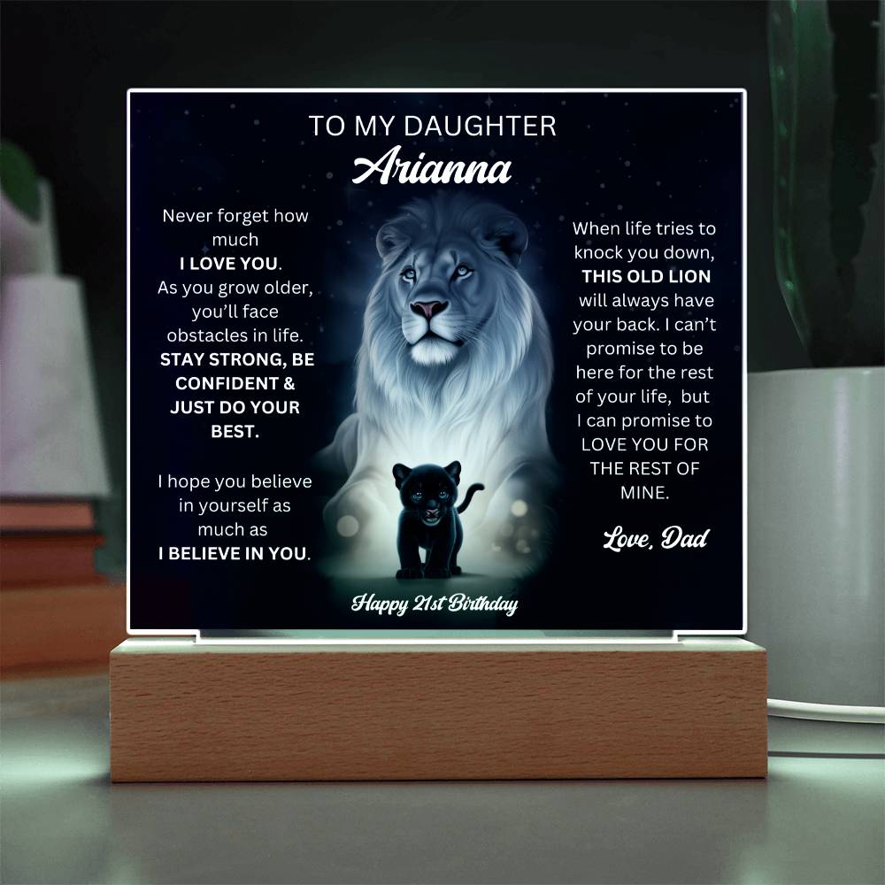 Dad To Daughter 21st Birthday Gift - Acrylic Square Plaque
