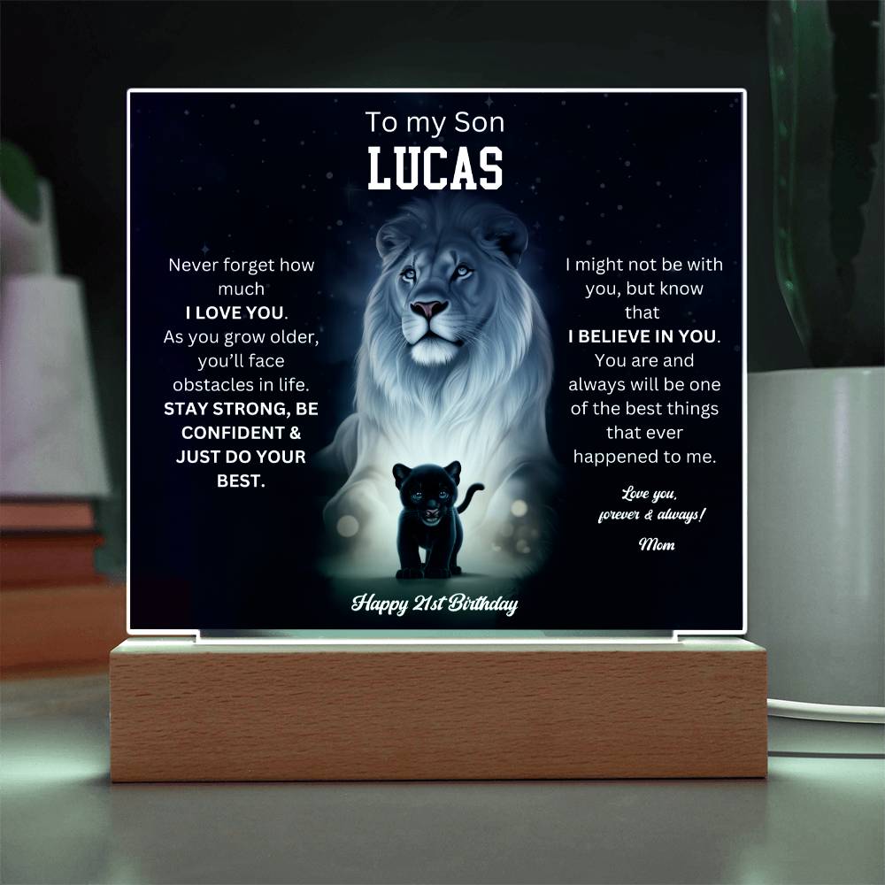 21st Birthday Gift To My Son Acrylic Plaque