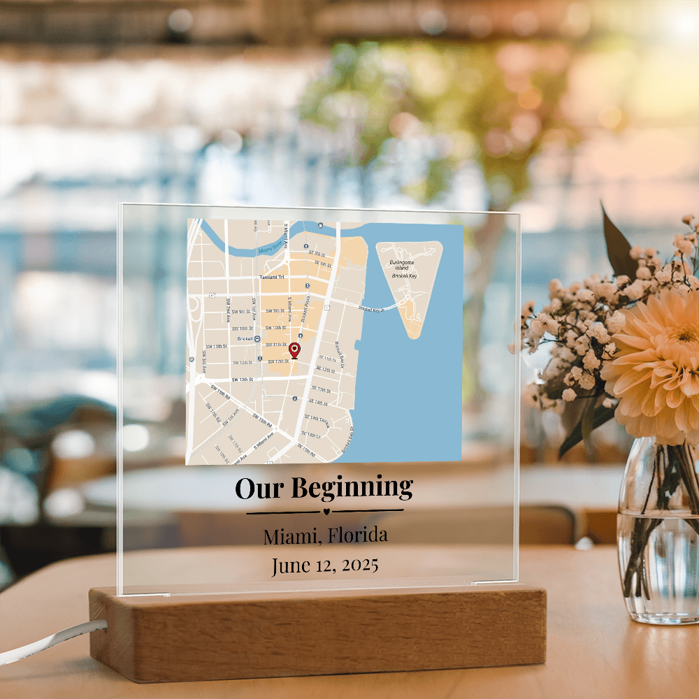 Personalized Where We Met Map Acrylic Plaque Miami Florida 1
