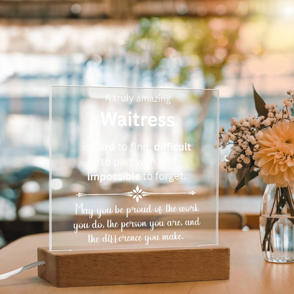 Waitress Thank You Gift - Acrylic Square Plaque