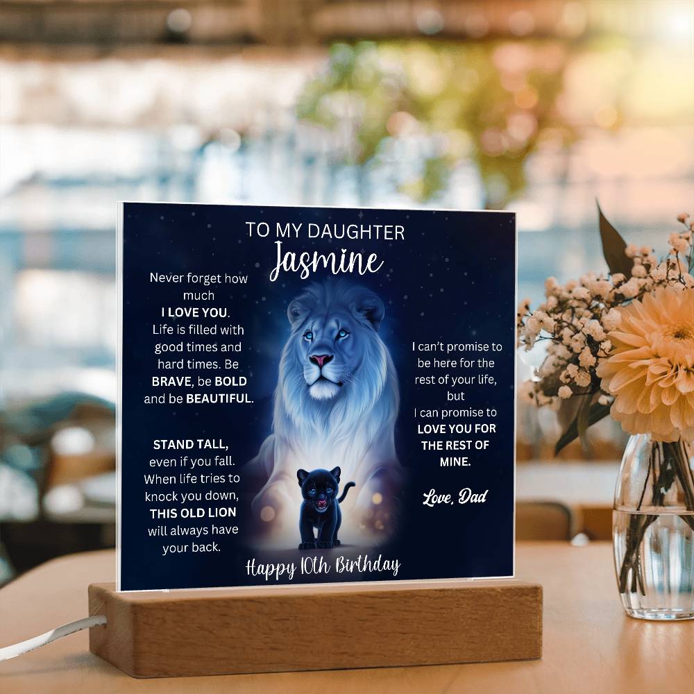 10th Birthday Gift To Daughter From Dad - Acrylic Square Plaque